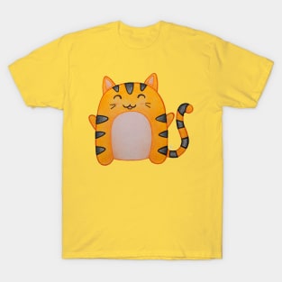 Happy Cute Tiger - An Orange Kawaii Cat T-Shirt